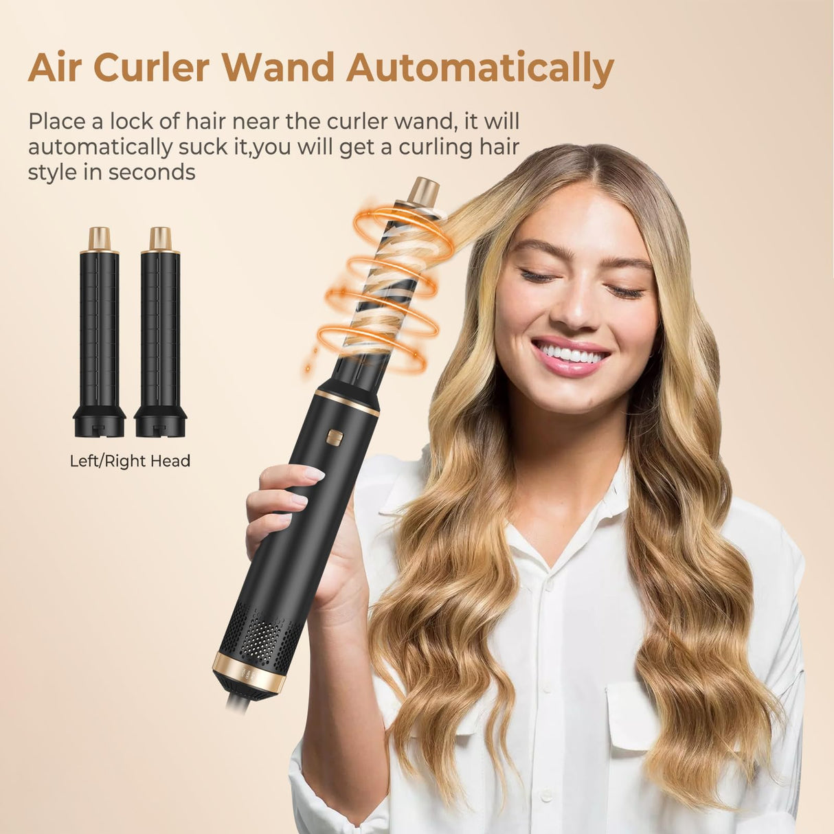 Blow Dryer Brush 5 in 1, Negative Ion Hair Dryer Brush Set Air Styler Curling Wrap Air Curler, Upgrade Hot Air Brush Curling Iron Hair Styling Tools As A Gift for Straight/Curl/Drying/Smoothing