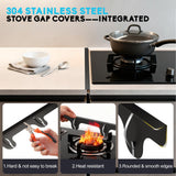 Stove Gap Covers - 2 Pack Stainless Steel Stove Gap Filler, Heat Resistant Oven Gap Filler - Length 23.4" Width 0.79", Spring Clip Design Non-Slip Stove Guard Between Stove Top & Counter - Black