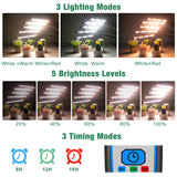 Garpsen Grow Lights for Indoor Plants, 5 Heads Full Spectrum Grow Light with Adjustable Tripod Stand, 100PCS LEDs Plant Light for Indoor Plants with 6/12/16H Timer and 3 Light Modes(No Clip)