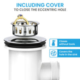 Bchlein Pop Up Drain Fitting with Overflow for the Sink, 70mm, Stainless Steel & Silicone, Kitchen Sink Drain