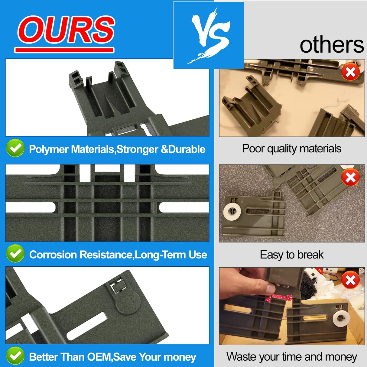Upgraded W10350375 W10712395 Dishwasher Top Rack Adjuster Parts for Whirlpool WDTA50SAHZ0 Dishwasher Parts WDT750SAHZ0 WDT730PAHZ0 WDT970SAHZ0 Upper Rack Parts,For Kenmore 665 Dishwasher Top Rack Part