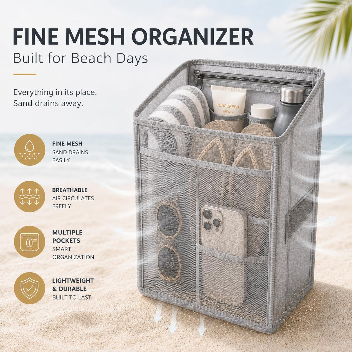 2-in-1 Cooler Organizer Insert Compatible with X Large Bogg Bag, No More Mess & Leaks, Beach & Pool Organizer for Travel & Picnic, Leak-Proof PEVA Insulated Cooler with Mesh Divider