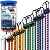 GOEASY0312 Premium Bungee Cords Heavy Duty - 20 pcs Bungee Cords with Hooks in A Storage Jar Includes 10", 18", 24", 30", 36", 48" Bungie Cord Bundle