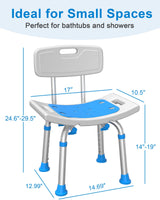 HOMLAND Shower Chair for Inside Shower with Removable Back, FSA/HSA Eligible 400 lbs Heavy Duty Bath Seat for Bathtub, Safety Bath Stool for Seniors and Disabled
