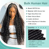 Human Braiding Hair for Boho Braids Human Hair 110g 22 Inch Curly Boho Hair for Braiding Knotless 12A Deep Wave Bohemian 3 Bundles/Pack Natural Color