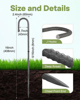 Alffun 16 Inch Rebar Stakes, 8 Pcs Metal Stakes for Ground