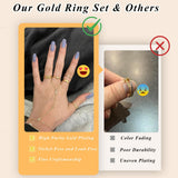 10 PCS 14K Gold Rings for Women, Simulated Diamond Criss Cross, Size 11