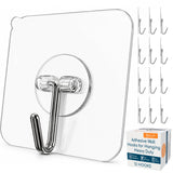 GLUIT Adhesive Wall Hooks for Hanging Heavy Duty 22 lbs Hooks for Walls No Drill, Towel Sticky Clear Hook, Waterproof, Home, Bathroom, Kitchen, Office, and Outdoor 12 Pack