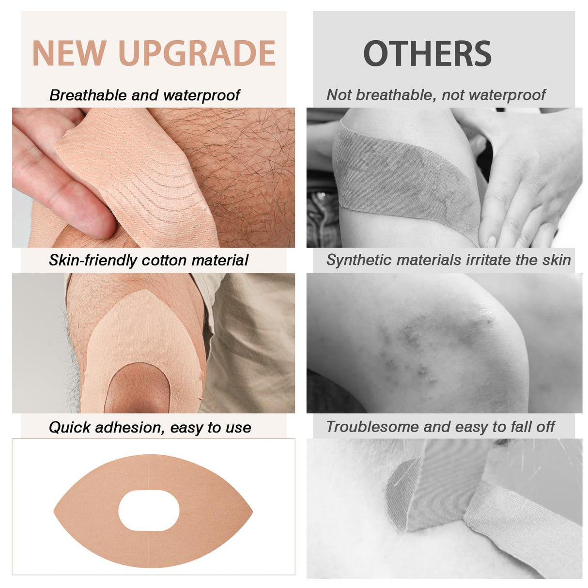 Kinesiology Tape for Knees, 10 Pcs Precut Kinesiology Tape for Knee Pain Relief & Support, Waterproof & Elastic Athletic Tape for Knee Stability, Breathable & Comfortable Knee Tape, Patent Pending