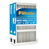 Filtrete 20x25x4 AC Furnace Air Filter, MERV 13, MPR 1900, Premium Allergen, Bacteria & Virus Filter, Electrostatic Air Cleaning Filter, 2-Pack (Actual Size 19.75 x 24.62 x 4.31 in)