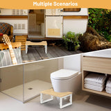 Bamboo Toilet Stool Foldable, 7 in, 8 in Or 9 in Adjustable Height Squat Stool Potty for Adults Kids, Sturdy Poop Step Stool for Bathroom, Improve Squatting Posture, Non-Slip,500 lbs Capability