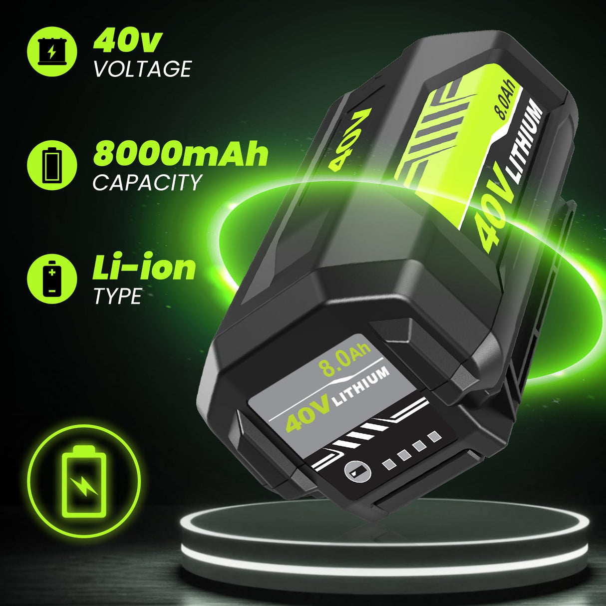 40v 8000mAh OP4026A Replacement for Ryobi 40V Battery 8.0Ah Compatible with Ryobi 40 Volt Battery Lithium OP4026A OP4015 OP4040 OP40201 OP4050A OP4015 OP40261 OP4030 OP40401 Power Tools (1Pack)
