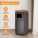 WICHEMI Commercial Outdoor Trash Can with Lid, 7 Gallon Stainless Steel Trash Bin with Removable Inner Bucket for Office Hotel Lobby Patio