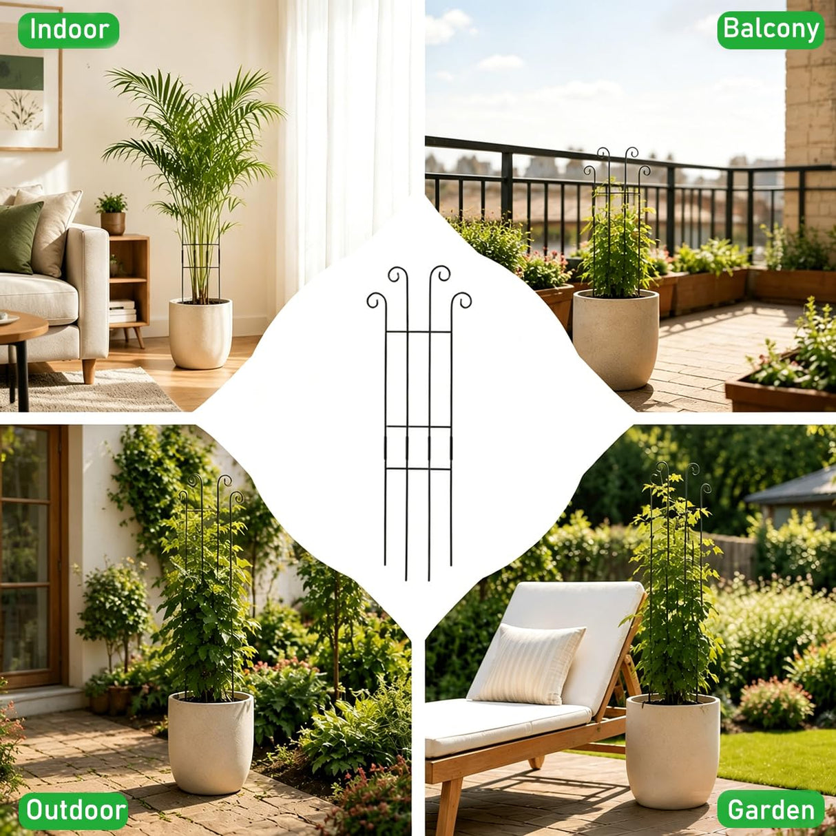 32.6inch Plant Trellis for Pot Climbing Plants Indoors & Outdoor, Garden Trellis for Potted Plants, Rust-Proof Metal Sturdy Yet Gentle Climbing Stakes Support for Ivy Pothos Hoya Monstera (4pcs)