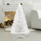 Santanelo 4ft Lighted Artificial White Christmas Tree with Light, Small Artificial Xmas Tree, Not Pre-lit White Pine mini Trees with Lights for Home, Office, and Xmas Party Décor