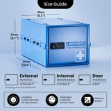 Lockabox One™ | Premium Medicine Lock Box | Medium Medication Lock Box With Code For Medicines, Vitamins & Supplements | External Size 12 x 8 x 6.6 inches (Medi Blue)