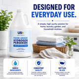 US+ Food Grade 3% Hydrogen Peroxide - Versatile All-Natural Cleaner - Made in USA - 1 Gallon (128 Fl Oz)