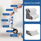 Ahpmeoa 6PCS Wedge Pillow Set for After Surgery, Bed Wedge Pillow Post Surgery, Wedges Pillows for Back Pain Relief, Acid Relux, Sit Up Pillow for Beds, Beds Wedges & Body Positioners, White/Grey