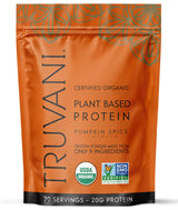 Truvani Vegan Pea Protein Powder | Pumpkin Spice | 20g Organic Plant Based Protein | 20 Servings | Keto | Gluten & Dairy Free | Low Carb | No Added Sugar
