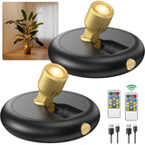 Ler0ktr Rechargeable Battery LED Spotlight Indoor: Wireless Mini Art Accent Spot Lights with Timer Remote - Small Dimmable Uplight for Plants Display Painting Dartboard Artwork Portrait Closet