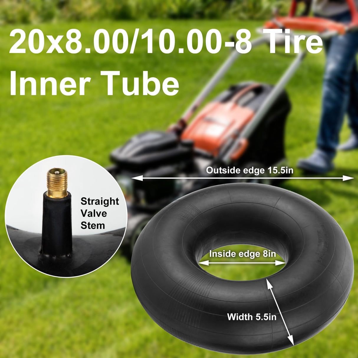 20x8.00-8 20x10.00-8 Inner Tubes with TR-13 Straight Valve Stem, 2 Pack