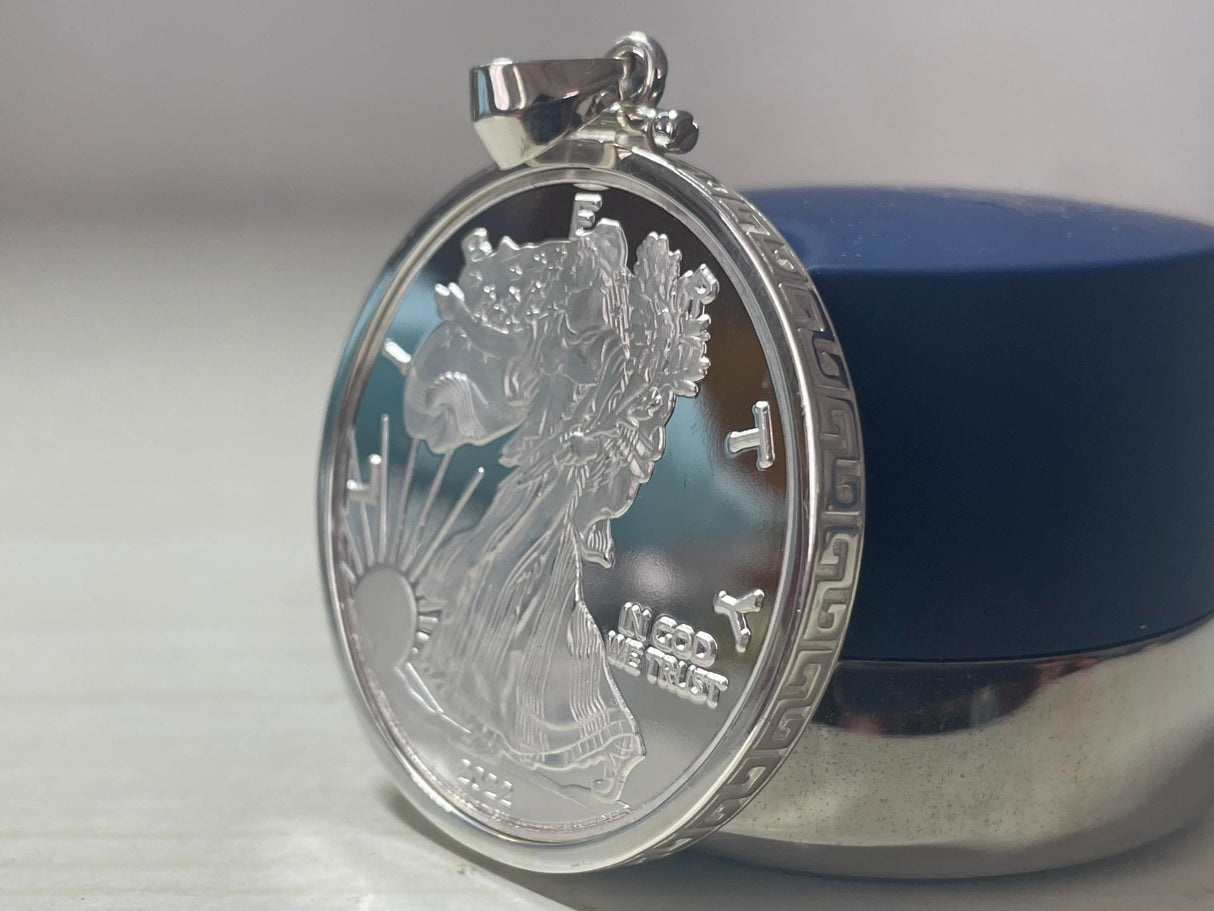 Geruibi Sterling Silver 1 oz Border Screw Top Coin Border is suitable for 40.6mm diameter 2.98mm thickness, Coins Not Included