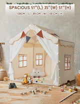 Besrey Kids Play Tent 2 in 1 with Padded Mat and Lights, Large Kids Playhouse with 2 Doors & 4 Windows, Indoor & Outdoor, Christmas Toddler Tent, 51" x35" x 51"