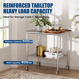 Chingoo Stainless Steel Work Table with Wheels, 30x48 Inch NSF Food Prep Table with Backsplash & Adjustable Undershelf for Kitchen, Restaurant, Garage