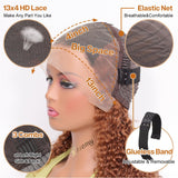 HIRIREMY Ombre Highlight Deep Wave Curly Bob Wigs Human Hair Pre Plucked Wear And Go Glueless 13x4 Hd Honey Blonde Highlight Lace Front Wig Human Hair For Black Women Wet And Wavy 4/27 14 Inch