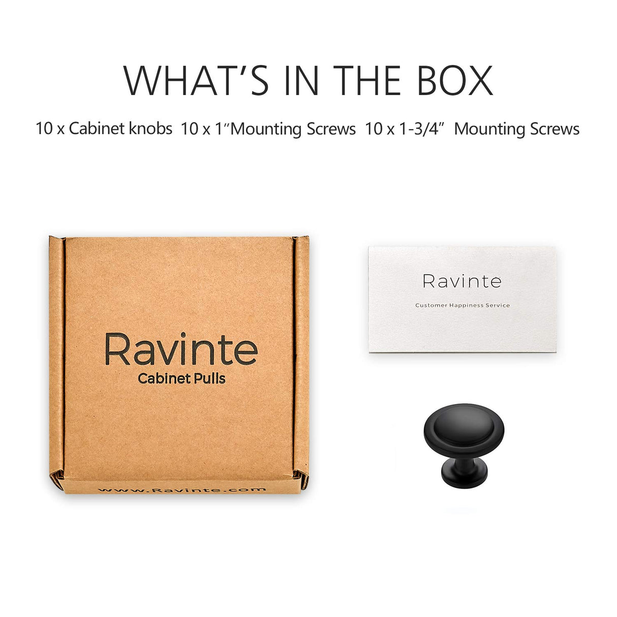 Ravinte 10 Pack 1-1/4 Inch Kitchen Cabinet Knobs Matte Black Zinc Pulls Door Handles for Dresser Drawers
