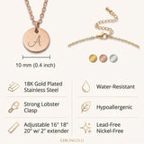 Personalized Initial Necklace for Women, Mom, 18k Plated Gold, Silver, Rose
