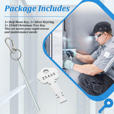 Half Moon Elevator Door Key + 25460 Fire Alarm Keys Set, Rapid Rescue and Maintenance Kit, Fire Rescue and Emergency Entry Keys, Firefighter Tools, Silver, Portable and Durable, 1-Pack