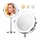 Dienmern 1X/30X Makeup Mirror with Lights, 9" Magnifying Vanity Mirror