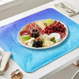 MALLMALL6 Reusable Freezable Ice Mat - 2Pcs Cooling Keeping Food Fresh Serving Tray for Outside Picnic Party Buffet, 19.7 x 15.7 in Snowflake Charcuterie Chilling Mats for Cheese Deli Veggie Sushi