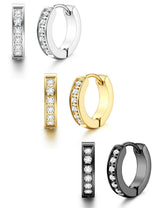 316L Stainless Steel Hoop Earrings for Men Women Hypoallergenic Cubic Zirconia Silver/Black/Gold Hoop Huggie Cartilage Earrings for Women Men Hoops 13mm Outer diameter