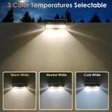 LIANGLOME Solar Fence Lights Outdoor - 3000/4000/6000K 3 Mode, IP65 Waterproof Solar Powered Fence Lights, Dusk to Dawn for Outside, Backyard/Step/Patio/Deck/Stair Railings and Wall (8 Pack)