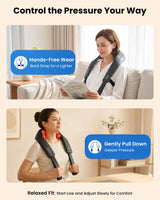 COMFIER Cordless Neck and Shoulder Massager with Heat, Wearable 4D Shiatsu Deep Tissue Kneading for Desk Workers and Drivers, Hands-Free Straps, FSA Eligible HSA Gift,Midnight Black