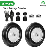 LTNICER (2-Pack) Fits 4.80/4.00-8, 3.50/2.50-8, 4.00-6, 4.00-8 Wheelbarrow Wheels,14.5" Wheelbarrow Flat Free Tire, with 3/4" & 5/8" Bearing,3" Hub for Garden Cart Trolley Wagon Lawn Mower
