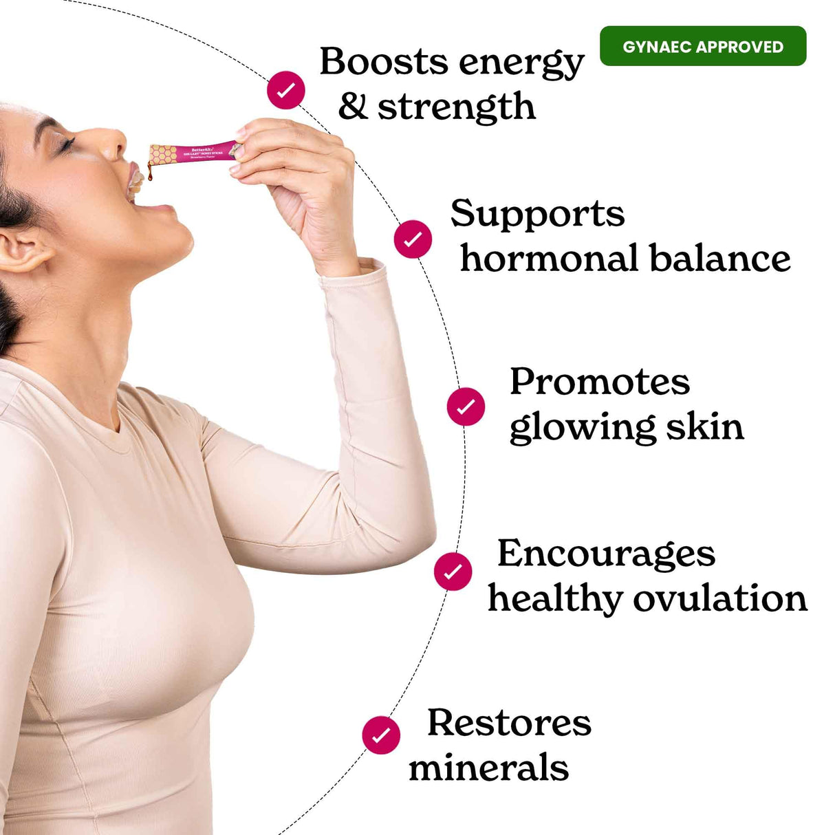 BetterAlt SHE-Lajit Strawberry Honeysticks|Shilajit for Women with Shatavari & Saffron for hormonal Balance & Energy Boost|Tasty Shilajit Honeysticks with Goodness of Pure Himalayan Shilajit|30 Sticks