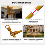 Over The Table Rod Stand with Clamps, Gold Table Arch Stand with Clamps