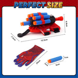 3 Sets Spider Web Shooters Wrist Launcher Toys with Hero Gloves Auto Resetting Boards Spider Cape and Mask Cosplay Costume for Kids Halloween Christmas Birthday Party Present for Boys Girls