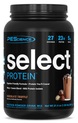 PEScience Select Protein Powder, Whey and Casein Blend, Clean Protein Powder for Women and Men, Low Calorie, Low Carb, Keto Friendly, Gluten Free, Chocolate Truffle, 27 Servings