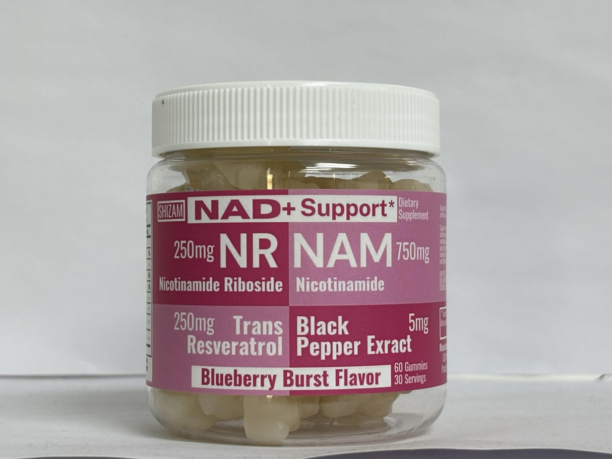 SHIZAM Nicotinamide Riboside NR NAM Resveratrol Gummies, 1000mg NAD+ NAD + Plus Nrf2 Activator Booster w Pure Niacinamide Vitamins B3 Capsules Pills Powder Supplements Alt NDA Regenerator 500mg