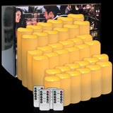 Wfmolcand 36-Pack Flickering Flameless Candles with Remote Control - LED Fake Candle Perfect for Wedding,Outdoor,Table,Halloween,Christmas Decor - Create a Magical Ambiance Effortlessly(Three Sizes)