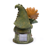 basen Solar Garden Gnome with Glowing Daisy Flower, Outdoor Solar Gnome Figurine for Yard Lawn Patio, Hand-Painted Resin Garden Statue Decor with LED Light for Landscape, Garden Gift for Mom Grandma