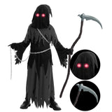Spooktacular Creations Glowing Eyes Grim Reaper Costume for Kids, Halloween Costume for Boys, Halloween, Dress-up Party