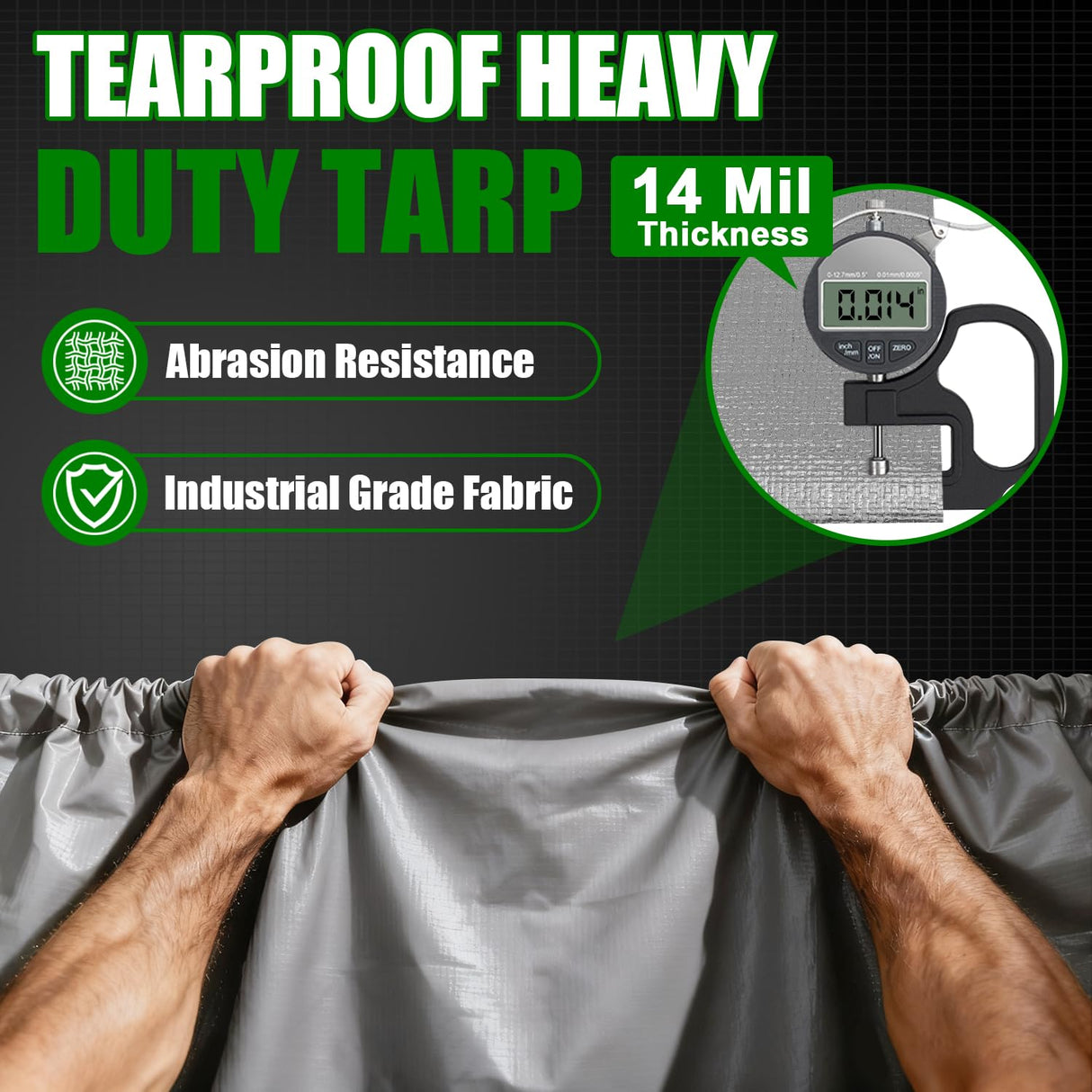 Sunvigor Tarp Waterproof 20x30Ft, Extra Thick 14 Mil Heavy Duty Tarp Cover, Tear & Fade Resistant, Outdoor Tarps with Brass Grommets and Reinforced Edges for Roof, Camping, Patio, Boat (Silver/Brown)
