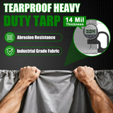 Sunvigor Tarp Waterproof 20x30Ft, Extra Thick 14 Mil Heavy Duty Tarp Cover, Tear & Fade Resistant, Outdoor Tarps with Brass Grommets and Reinforced Edges for Roof, Camping, Patio, Boat (Silver/Brown)