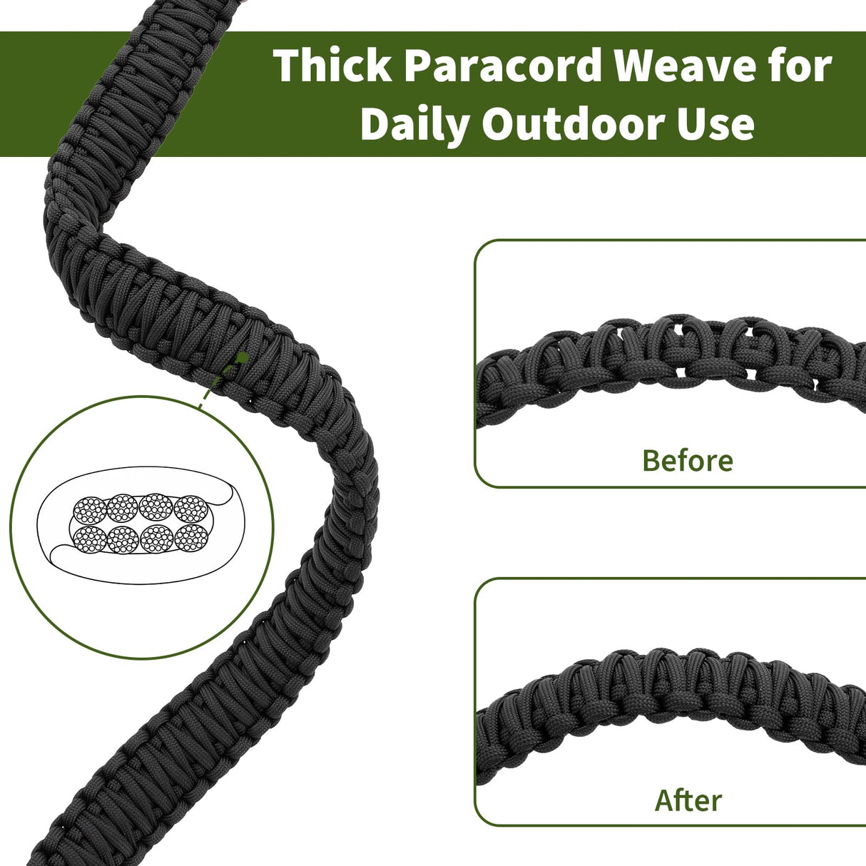 Paracord Strap Compatible with Engel Cooler, 2-Point Paracord Sling, with Metal Clips and Swivels, Adjustable Length, Long-Lasting Comfort for Extended Wear, Ideal for Outdoor and Camping, Black