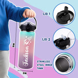 Pozetazas Personalized Water Bottles for Kids, Custom 18 oz Water Bottle for School with Engraved Name, Stainless Steel Tumbler for Kids with Straw, Birthday Christmas Gifts for Girls Boys